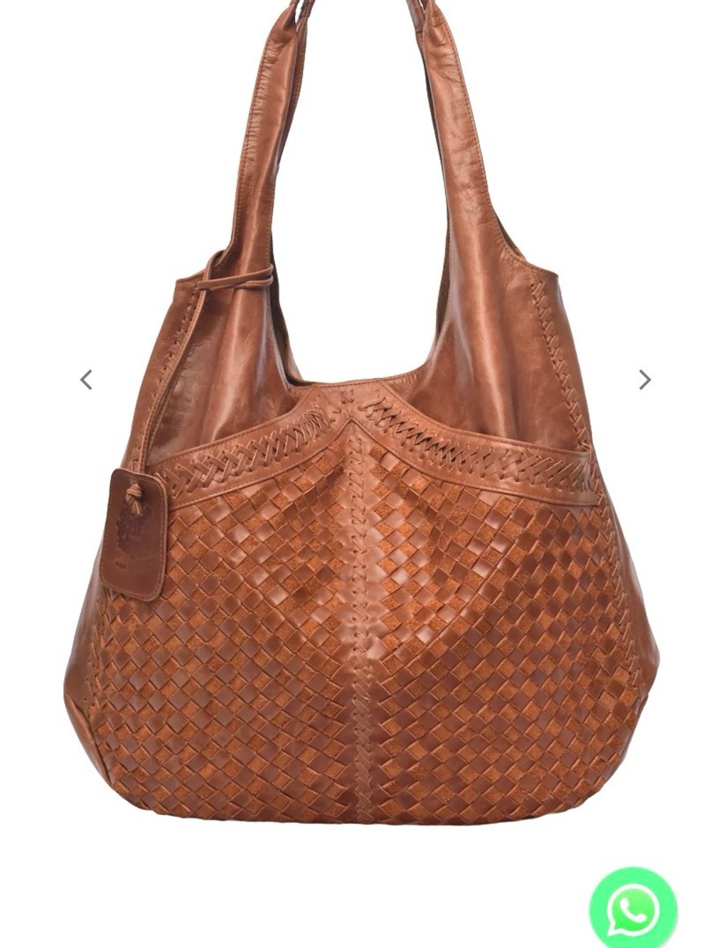 ELF Woven Leather French Lover Oversized Hobo Bag - Cognac - Picture 7 of 16